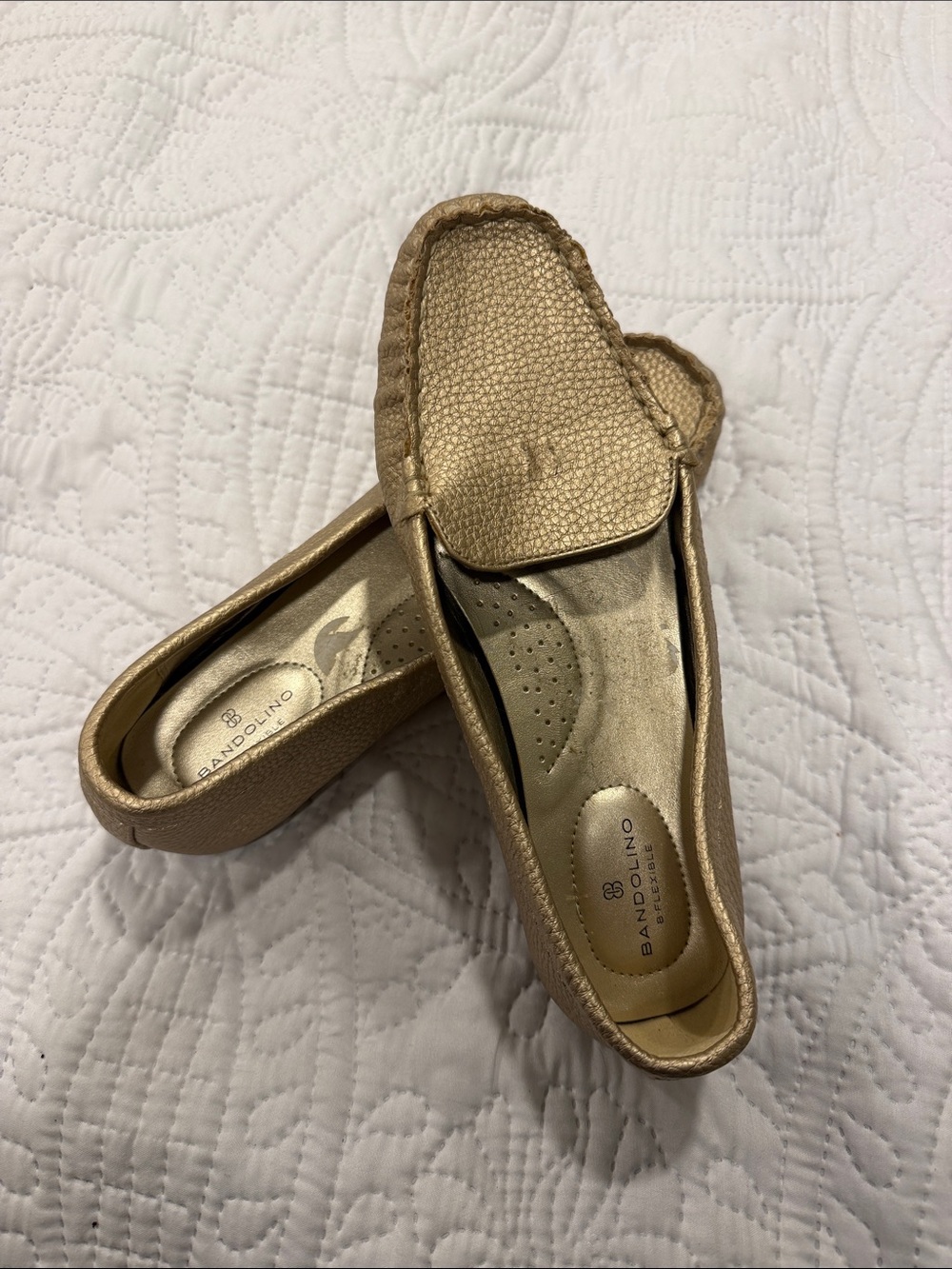 Bandolino Gold Metallic Moccasin Flats